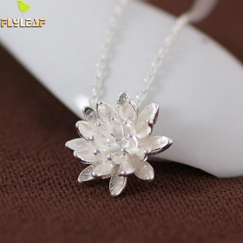 Sterling Silver Necklace with Lotus Pendant