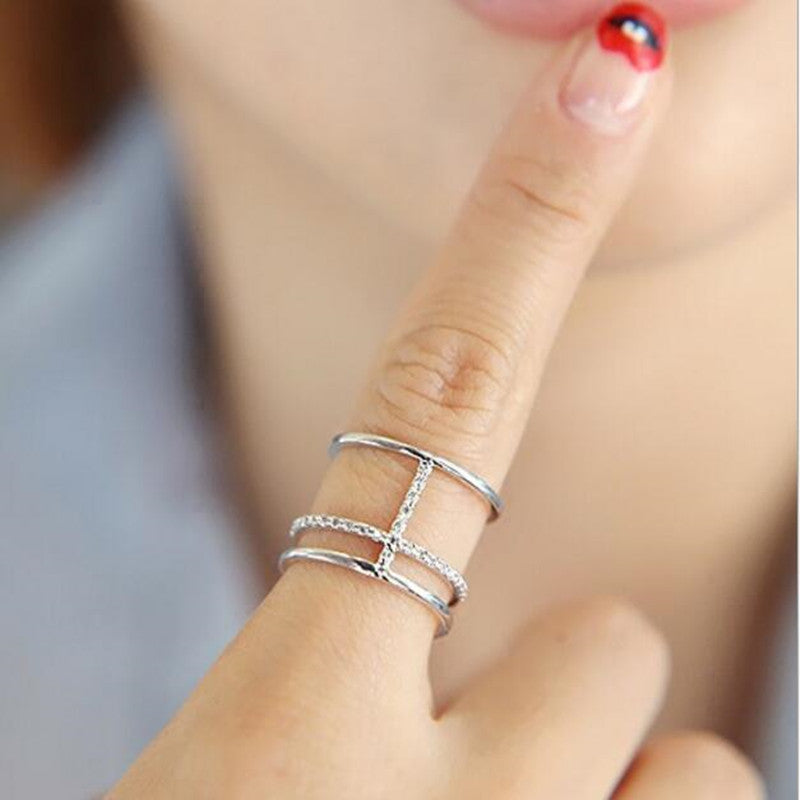 Sterling Silver Multi Level Cross Ring